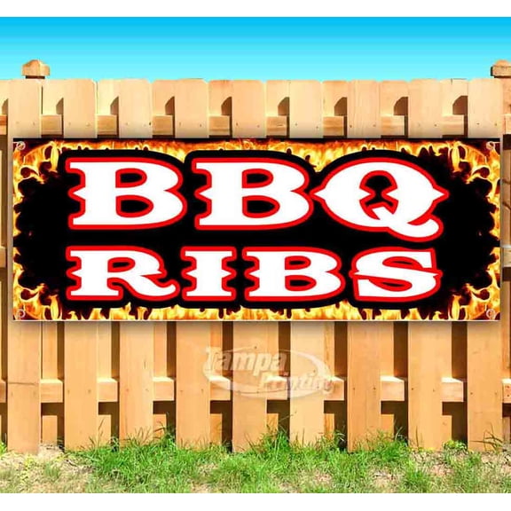 BBQ Ribs 13 oz Vinyl Banner With Metal Grommets