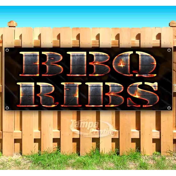 BBQ Ribs 13 oz Vinyl Banner With Metal Grommets