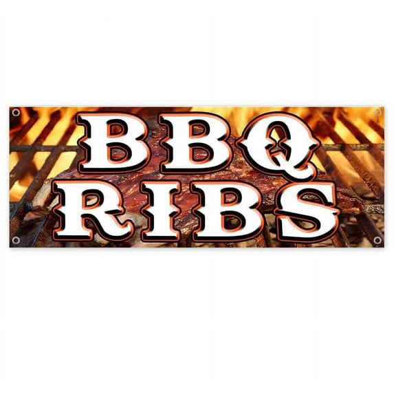 BBQ Ribs 13 oz Vinyl Banner With Metal Grommets