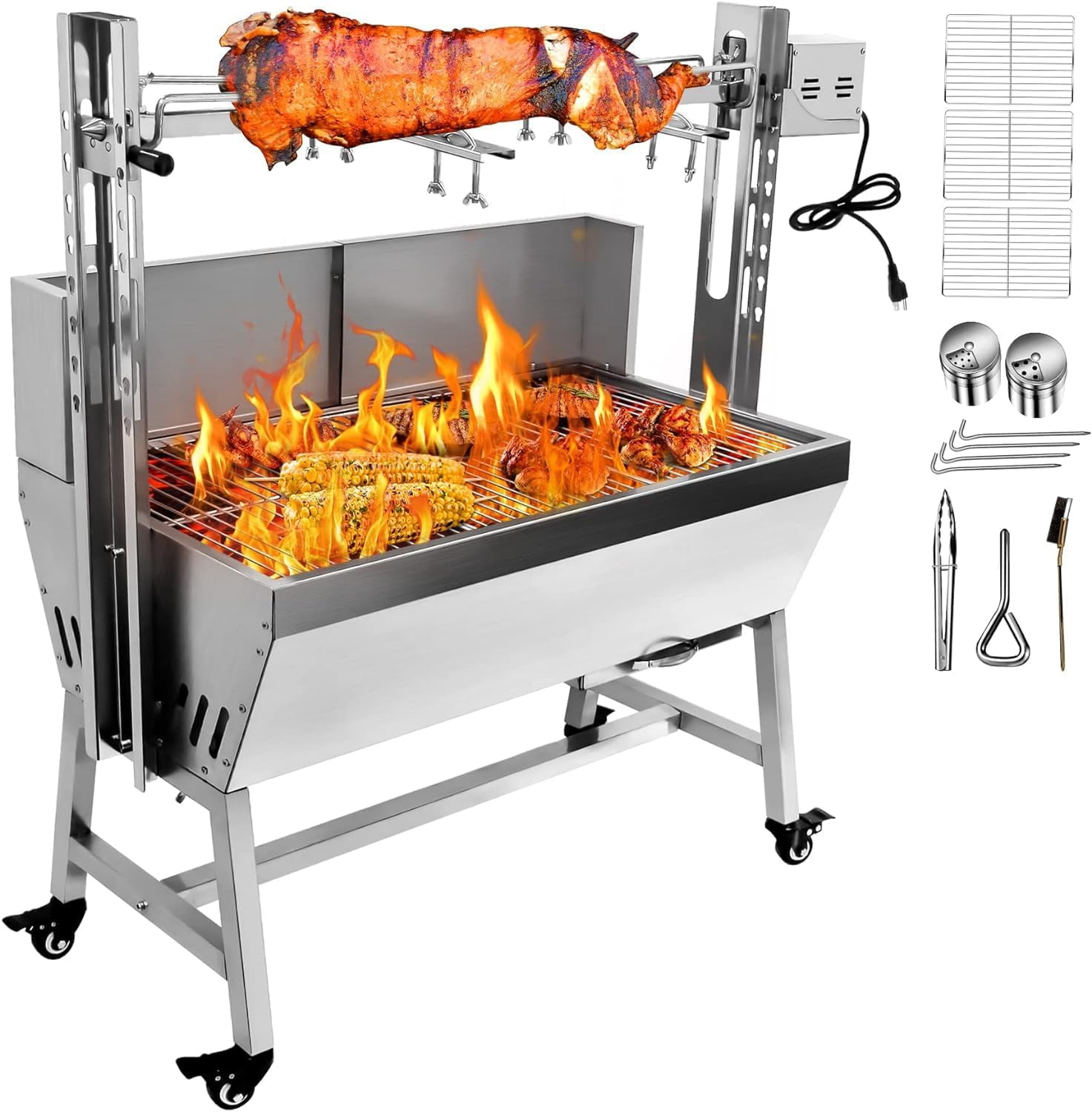 BBQ Rotisserie Grill Roaster Charcoal Roast Machine 132LBS Charcoal