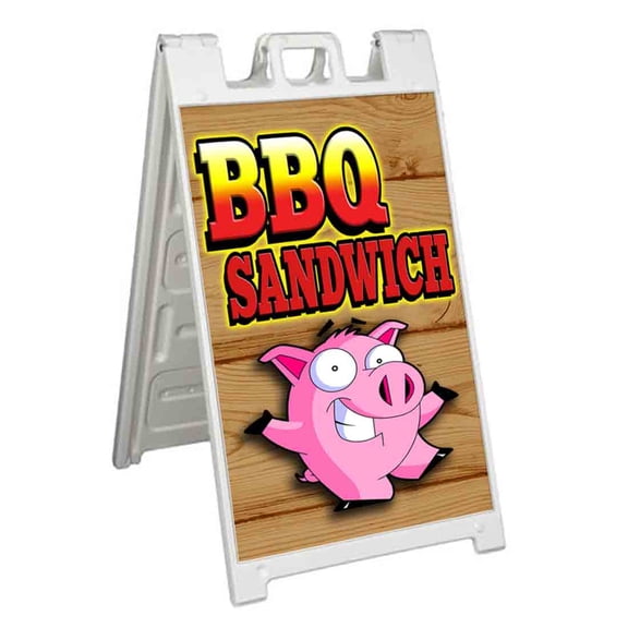 BBQ Sandwhich (24" X 36") Standard A-Frame Signicade, Includes Decal Applied To Stand