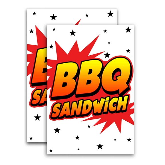 BBQ Sandwhich (24" X 36") Vinyl Decal Only (Pack of 2) |Sign|Sticker|Poster