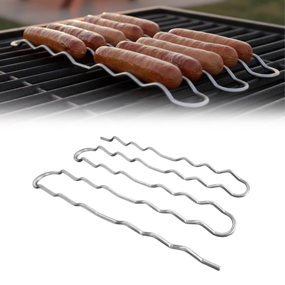 BBQ Sausage Roller Rack, Stainless Steel Hot Dog Roller Grill, Sausage Griller Rack, Even Cooking Hot Dog Grill Rack, Outdoor Camping BBQ Sausage Roller, Barbecue Sausage Holder for Party Picnic