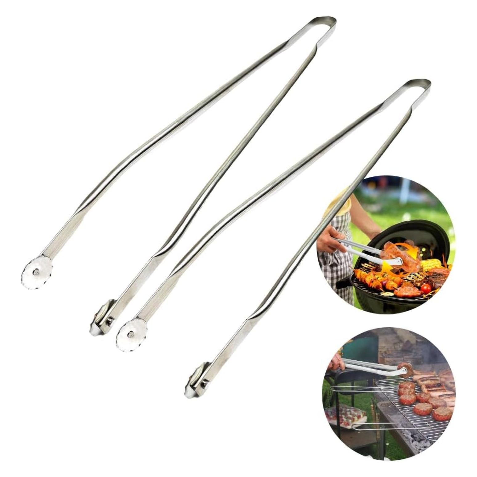 BBQ Sausage Turning Tongs, 2024 Upgraded Stainless Steel BBQ Tongs, BBQ