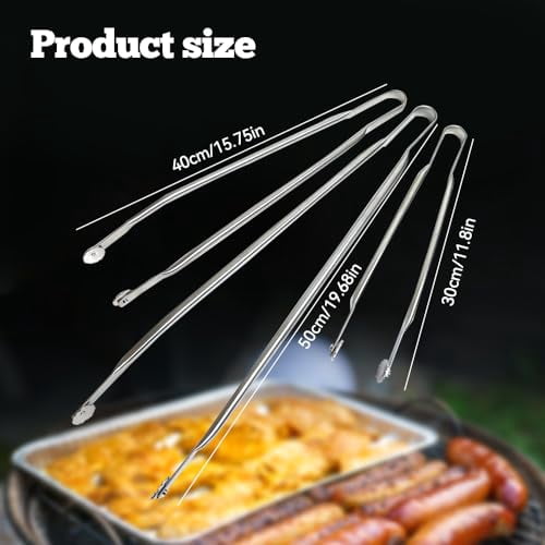 BBQ Sausage Turning Tongs, 2024 Upgraded Stainless Steel BBQ Tongs, BBQ