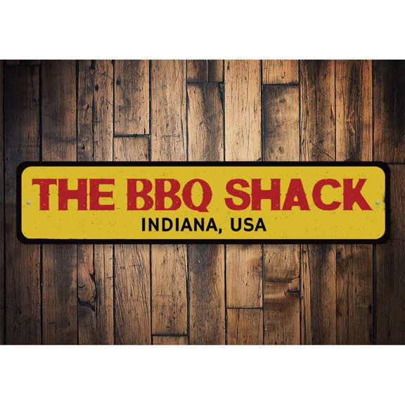 BBQ Shack Location Novelty Decor, Metal Wall Sign - 4x18 Inches