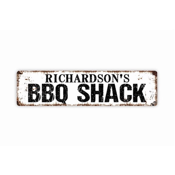 BBQ Shack Sign Custom Metal Aluminum Sign Rustic Street Sign or Door Name Plate Plaque - Size: 16 x 4 Inches