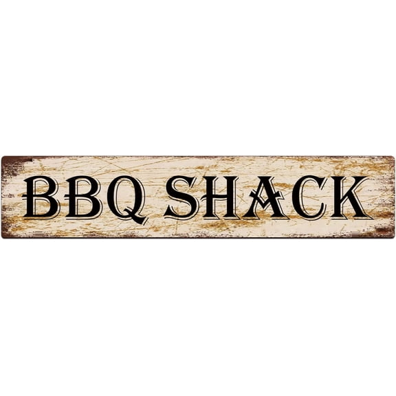 BBQ Shack Street Sign Vintage Sign Retro Metal Plaque Bar Pub Poster Wall Art Decor Tin Sign 4x16 in / 10x40 cm