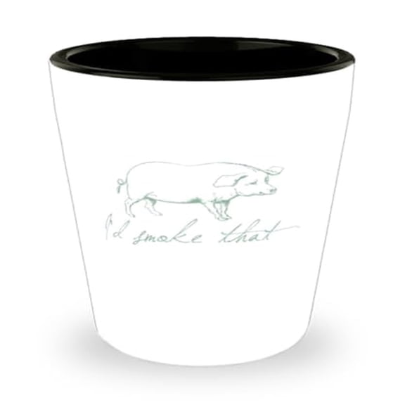 BBQ Shot Glass, I'D Smoke That Pig, Pork Gift, Mini Glassware, 1.5oz Cup