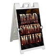 thumbnail image 1 of BBQ Smoked Mullet (24" X 36") Deluxe A-Frame Signicade, Includes 2 Removable Panels & Stand, 1 of 4