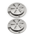 thumbnail image 1 of BBQ Smoker Air Vent Set of 2 - 3.7 inch/95mm Stainless Steel BBQ Air Vent Damper Pinwheel Grill Vent Exhaust Vent Stove Air Vent Damper Thermostat Air Vent Replacement Parts, Silver, 1 of 7