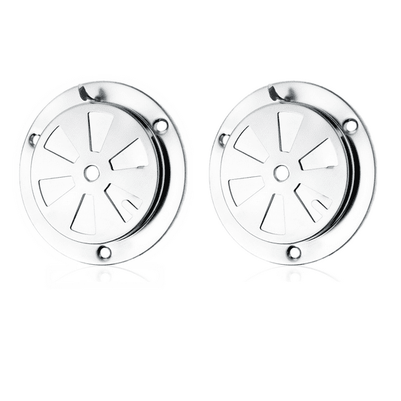 BBQ Smoker Air Vent Set, 2 Pcs Stainless Steel Grill Vent Smoker Replacement Parts, BBQ Grill Smoker Exhaust Vent Stove Air Vent Damper for Increased Airflow (3.74in , Silver)