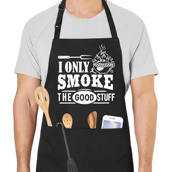 BBQ Smoker Aprons for Men with 2 Pockets, Cooking Apron for Dad, Funny Meat Smoking Gifts, Adjustable Grilling Apron for Husband, Chef Kitchen Gifts for Birthday & Fathers Day - A29