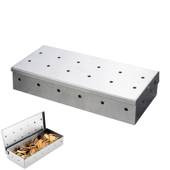 BBQ Smoker Box for Wood Chips, Heavy Duty Stainless Steel Grilling Accessories for Infusing Smoky Flavor into Meat and Fish, Smoke Box for Gas Charcoal Electric Grill, for Outdoor Cooking