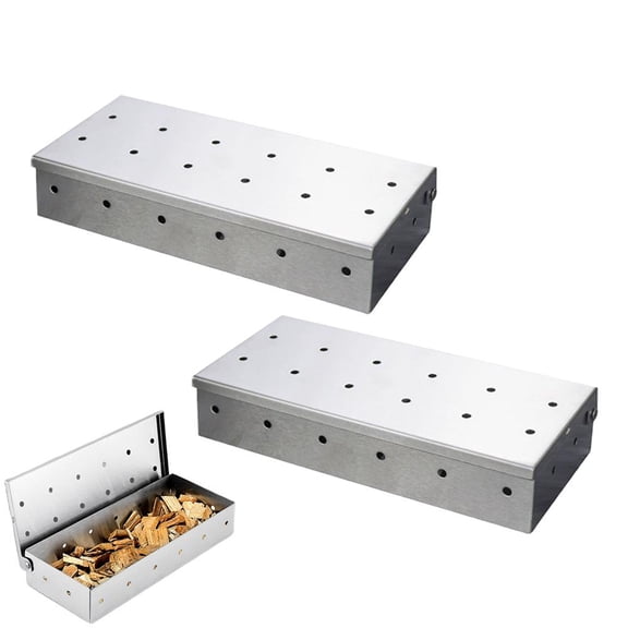 BBQ Smoker Box for Wood Chips, Heavy Duty Stainless Steel Grilling Accessories for Infusing Smoky Flavor into Meat and Fish, Smoke Box for Gas Charcoal Electric Grill