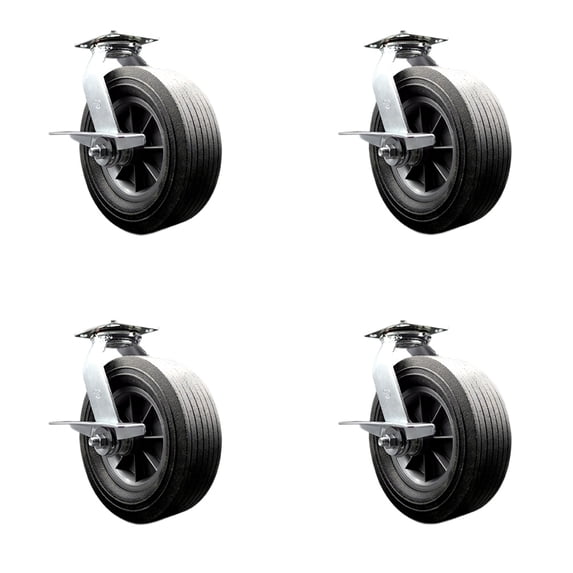 BBQ Smoker Grill Flat Free All Terrain 10 Inch Swivel Caster Set– Service Caster