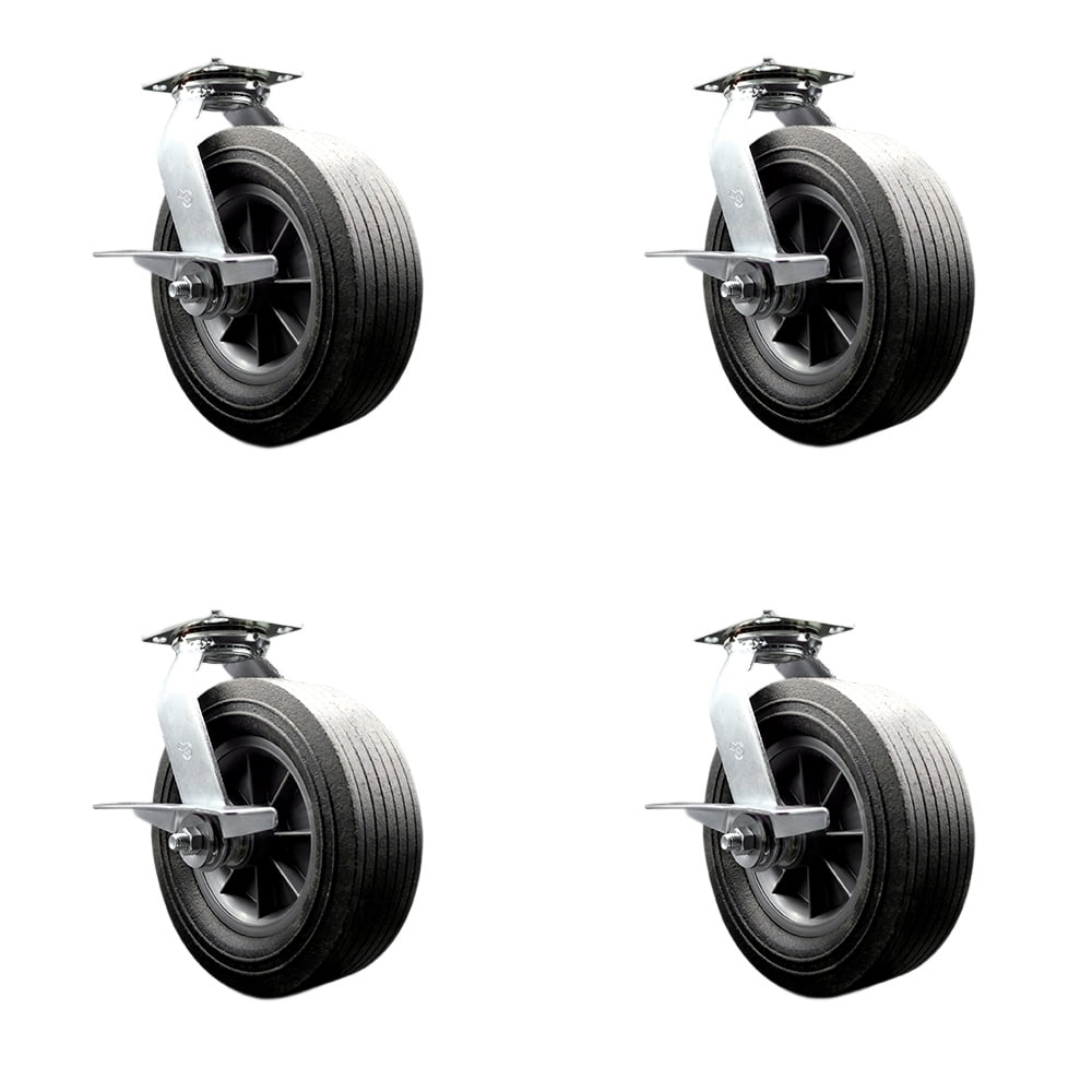 BBQ Smoker Grill Flat Free All Terrain Caster Wheel Set 10 Inch Easy