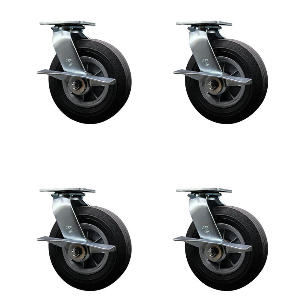 BBQ Smoker Grill Flat Free All Terrain Caster Wheel Set 8 Inch Easy