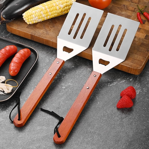 BBQ Spatula, Grilling Turner, Non-Stick Stainless Steel Frying Spatula with Bottle Opener, 2-in-1 Barbecue Shovel for Home Outdoor Cooking