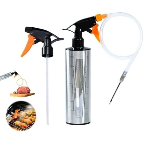 BBQ Spray Bottle & Marinade Injector for Smoking, 12oz/350ml 3 in 1 Food Grade Spritzer Bottle for Smoker(Adding Oil Mist Sprayer), 12oz/350ml Grill Spr$$Home Decor, Kitchen, & Other