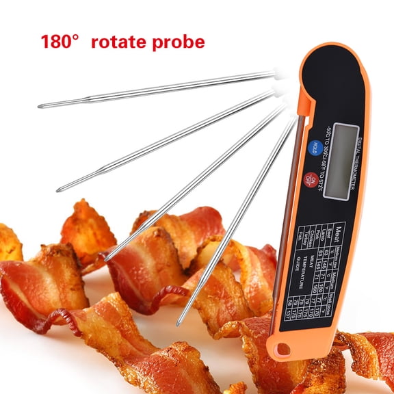 BBQ Temperature LCD Digital Food Temperature with Foldable Stainless Steel Probe ABS Shell Ultra-Thin Folding Probe BBQ Temperature - 50℃ to 300℃ Kitchen Cooking BBQ Temperature