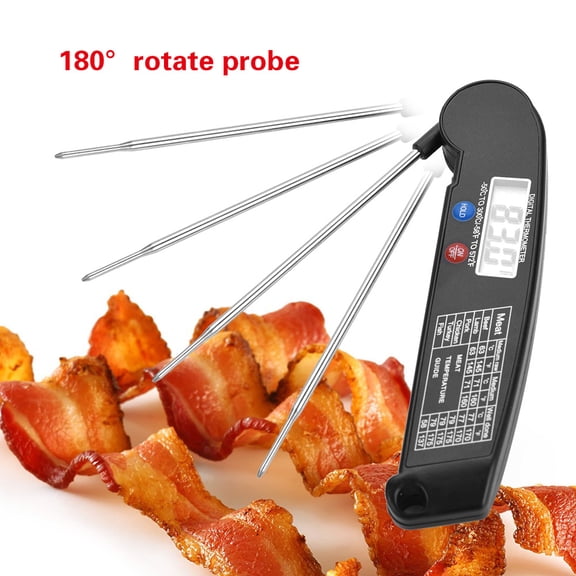 BBQ Temperature LCD Digital Food Temperature with Foldable Stainless Steel Probe ABS Shell Ultra-Thin Folding Probe BBQ Temperature - 50 to 300 Kitchen Cooking BBQ Temperature