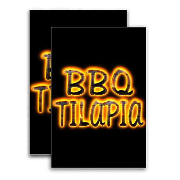 BBQ Tilapia (24" X 36") Vinyl Decal Only (Pack of 2) |Sign|Sticker|Poster
