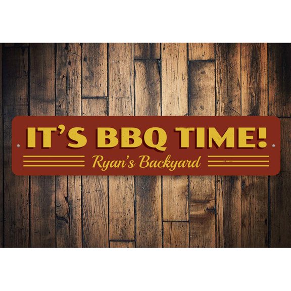 BBQ Time Novelty Decor, Metal Wall Sign - 4x18 Inches