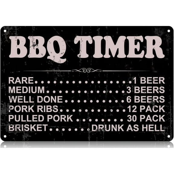 BBQ Timer Quote Metal Tin Signs Funny Vintage Tin Sign 12 x 8 Inch Wall Art Decor Iron Poster for Home Farmhouse Kitchen Bar Pub Cafe Garage Man Cave Gifts