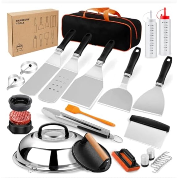 BBQ Tool Set Stainless Steel Grill Accessories with Carrying Case Outdoor Cooking Utensils for Camping Tailgating Backyard BBQ 27