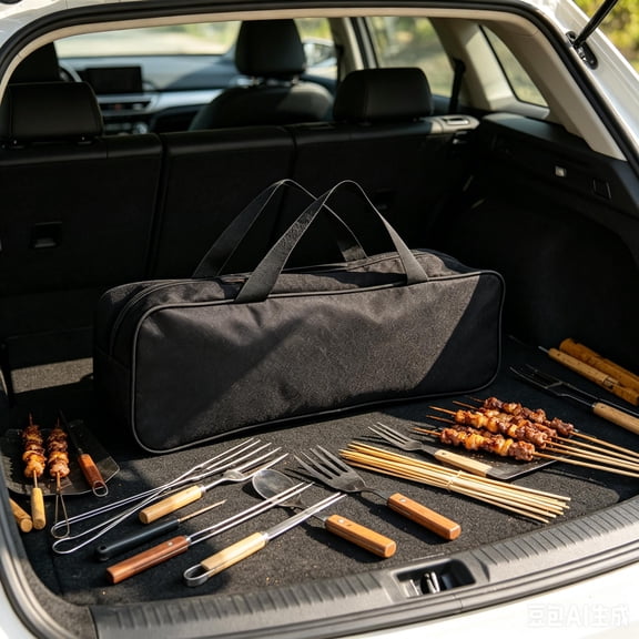 BBQ Tool Storage Bag, Portable Waterproof Grill Utensil Organizer for Outdoor Camping