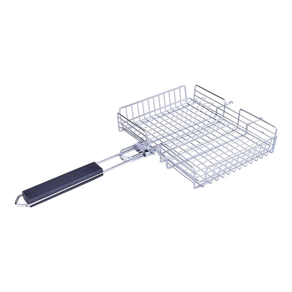 BBQ Tools Foldable Portable BBQ Net Grill Fish BBQ Basket With Removable Handle