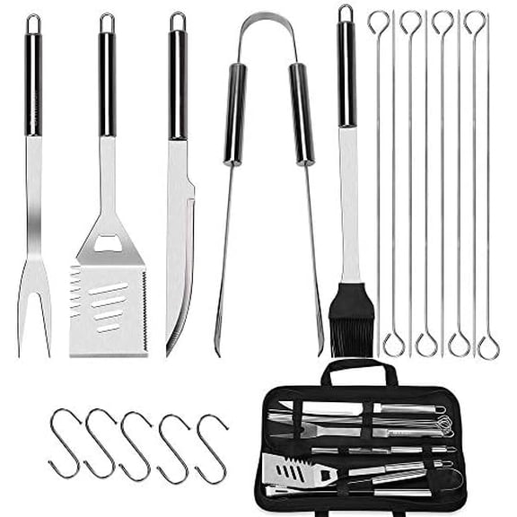 BBQ Tools & Grill Set, 19PCS Stainless Steel Grilling Accessories Kit in Case, Grill Utensil Set,Grill Sets for Men with Spatula, BBQ Gifts for Men, Women, Dad,Grills Tools.$$Garden &