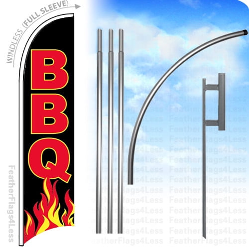 BBQ - Windless Swooper Feather Flag KIT Banner Sign - kb