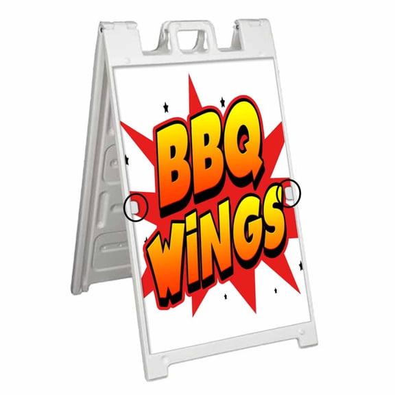 BBQ Wings (24" X 36") Deluxe A-Frame Signicade, Includes 2 Removable Panels & Stand