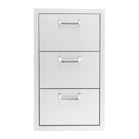 BBQGuys Signature 16-Inch Stainless Steel Triple Access Drawer - Traditional