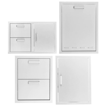 BBQGuys Signature 4-Piece 32-Inch Door & Double Drawer Combo Outdoor Kitchen Storage Package - Contempo - BBQ-350H-DDC-4PC