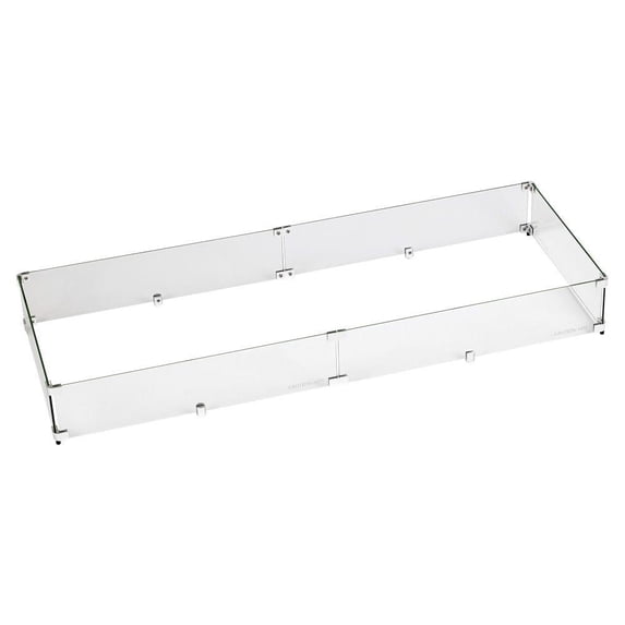BBQGuys Signature Polished Glass Flame Guard For 48-Inch Rectangular Drop-In Fire Pit Pans - FG-AFPP-48