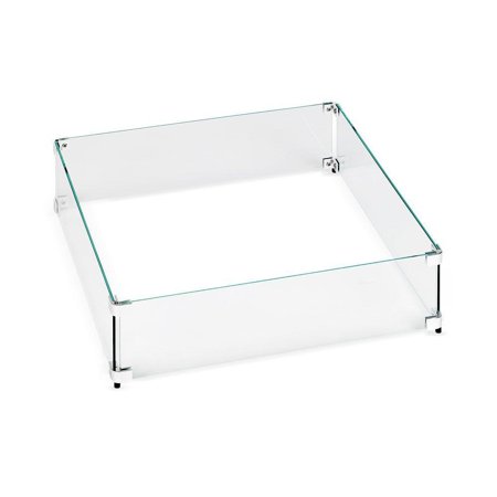 BBQGuys Signature Polished Glass Flame Guard for 18-Inch Square Drop-In Fire Pit Pans - FG-SQP-18