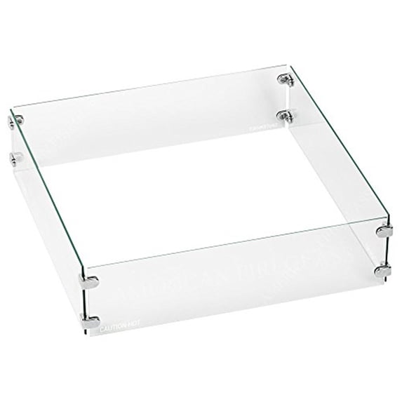 BBQGuys Signature Polished Glass Flame Guard for 24-Inch Square Drop-In Fire Pit Pans - FG-SQP-24