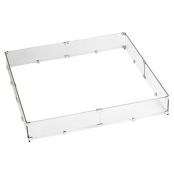 BBQGuys Signature Polished Glass Flame Guard for 36-Inch Square Drop-In Fire Pit Pans - FG-SQP-36
