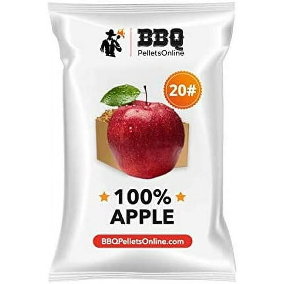 BBQPelletsOnline 100% Apple All Natural Amish-Made BBQ Pellets - 20 Pounds Perfect for Pellet Smokers, Any Outdoor Grill or Pizza Oven | Hot and Strong Smokey Flavor