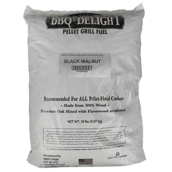 BBQR's Delight Black Walnut Cooking Pellets 20lb All Natural Robust Smoke 00383