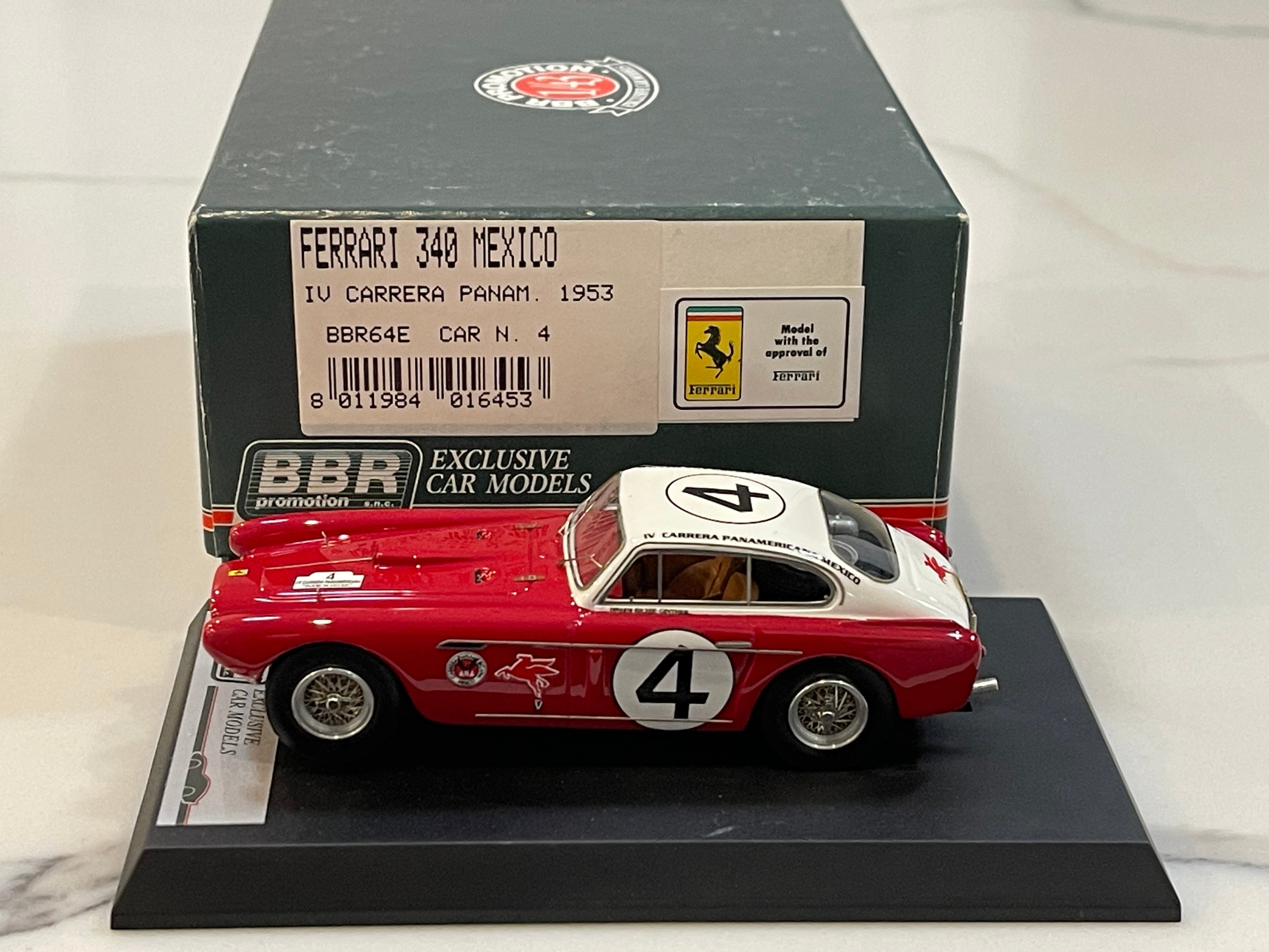 OPO 10 1/43 Scale Miniature Car - Ferrari 340 Mexico Carrera Panamericana 1953, In Acrylic Display Case