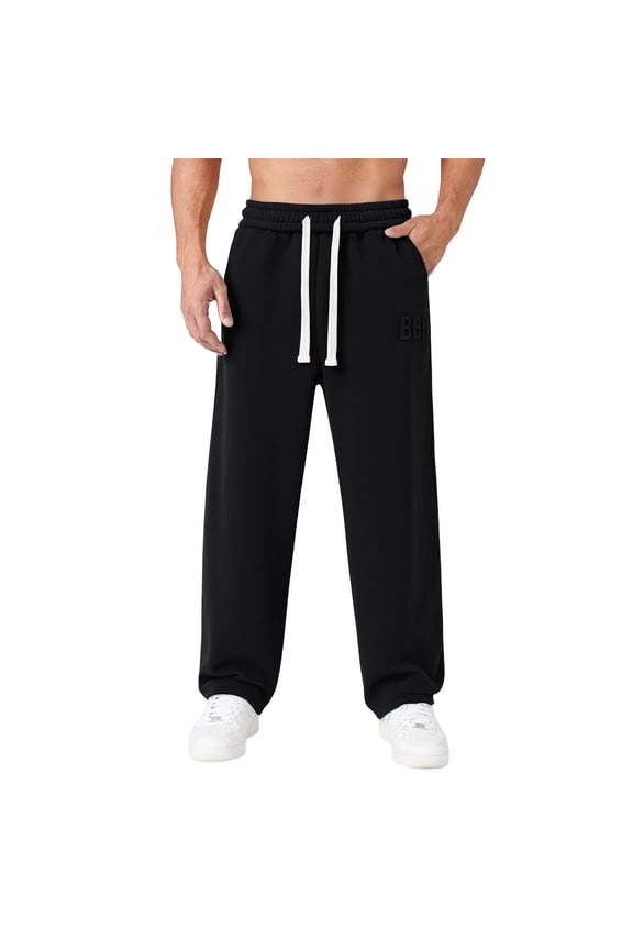 BBR Men’s Sports Casual Jogging Trousers with Fleece Lining, Lightweight Hiking Pants for Outdoor and Athletic Wear,Black,M