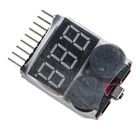 BBX18S Voltage Tester 1 8S with Buzzer Alarm for Low Voltage and Voltage Display for LIPO and Li for ION Cells (1-8S without housing)