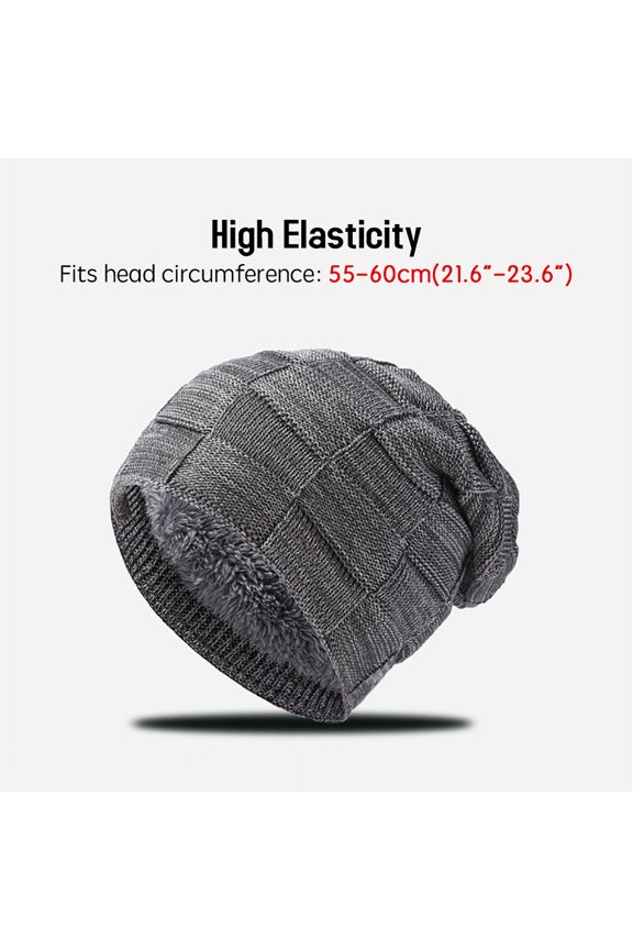 Winter Knitted Beanie Hat and Scarf Gloves Set Thick Fleece Lined Warm Cap Neck Warmer Touchscreen Gloves for Men Women Snugly Fitting 10.62x9.44x1.57 inches / 27.0x24.0x4.0 cm Khaki Style