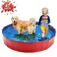 thumbnail image 1 of Foldable Dog Pool Hard PVC Shell Portable Swimming Pool for Dogs Cats and Kids Pet Puppy Bathing Tub Collapsible Kiddie Pool 47x12" Red, 1 of 9