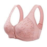 BBabaCats Daisy Bras for Older Women Front Closure Bras Plus Size Daily Bras Comfy Everyday Bras Push Up Bras for Seniors Full Coverage Underwear Bra