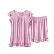 BBabaCats Plus Size Pajamas for Women 2 Piece Pj Sets Comfy Summer Loungewear Cap Sleeve Tops and Shorts Sets Soft Loose Lounge Sets